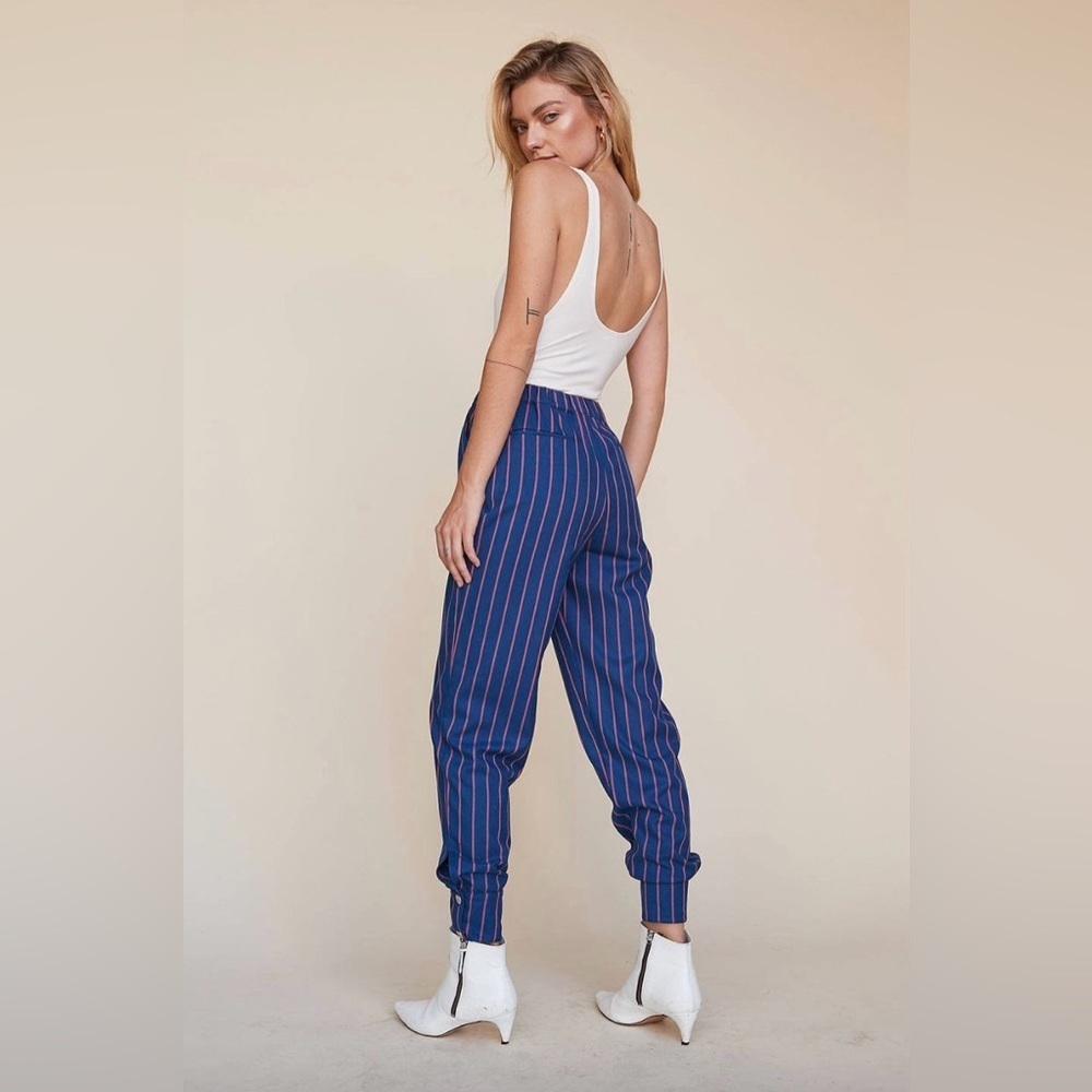 NWOT REVOLVE LPA Cuff Snap Pant Navy Coral Stripe S - Picture 6 of 13